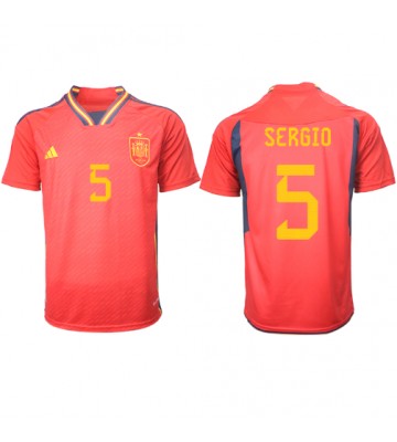 Spanien Sergio Busquets #5 Hjemmebanetrøje VM 2022 Kort ærmer